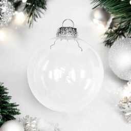 Glass Christmas Bauble Plain Craft Fillable Ornaments Large 8cm in Gift Box - thumbnail 2
