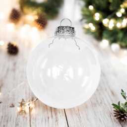 Glass Christmas Bauble Plain Craft Fillable Ornaments Large 8cm in Gift Box - thumbnail 1