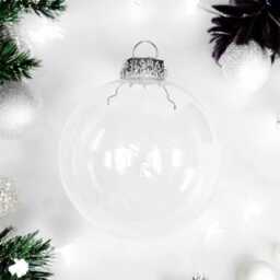 Glass Christmas Bauble Plain Craft Fillable Ornaments Large 8cm in Gift Box - thumbnail 4