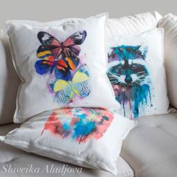 Lion Throw Pillow Cover By Slaveika Aladjova, Cushion Cover, Decorative Pillow Cover, Animal Art, Watercolor Pillow, Christmas Gift - thumbnail 2