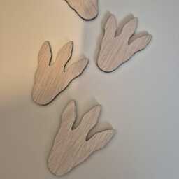 Set Of 6 Wooden Dinosaur Footprints - Nursery Wall Decor Single Or Double Layer With Acrylic Dino Themed Room Accessories Kids Bedroom - thumbnail 3