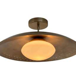 Handmade Brass Sputnik Chandelier - Mid Century Modern Disk Ceiling Light - thumbnail 2