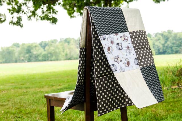 Baby Boy Quilt, Owl Quilt, Neutral Baby Boy Bedding, Gift, Shower Unique New Gift - image 1