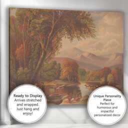 Romantic Lakeside Mountain Landscape With Figures Canvas Wall Art Print Decor Picture Ready To Hang - thumbnail 3