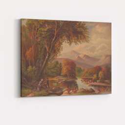 Romantic Lakeside Mountain Landscape With Figures Canvas Wall Art Print Decor Picture Ready To Hang - thumbnail 4