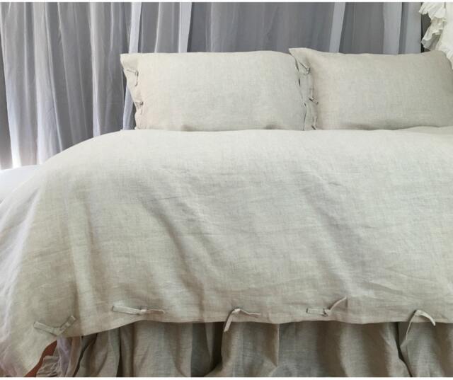 Natural Linen Duvet Cover in Tie Knot Style - Bedding, Washed Linen, Soft Queen Duvet Cover, King - image 1