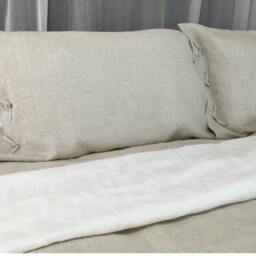 Natural Linen Duvet Cover in Tie Knot Style - Bedding, Washed Linen, Soft Queen Duvet Cover, King - thumbnail 3