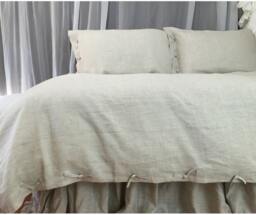 Natural Linen Duvet Cover in Tie Knot Style - Bedding, Washed Linen, Soft Queen Duvet Cover, King