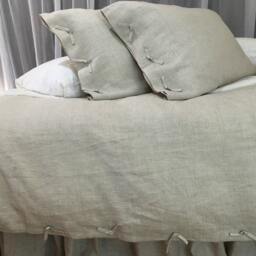 Natural Linen Duvet Cover in Tie Knot Style - Bedding, Washed Linen, Soft Queen Duvet Cover, King - thumbnail 4