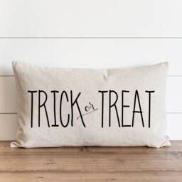 Halloween Pillow Cover // Trick Or Treat_Caps Fall Autumn Thanksgiving Throw Home Decor - thumbnail 1