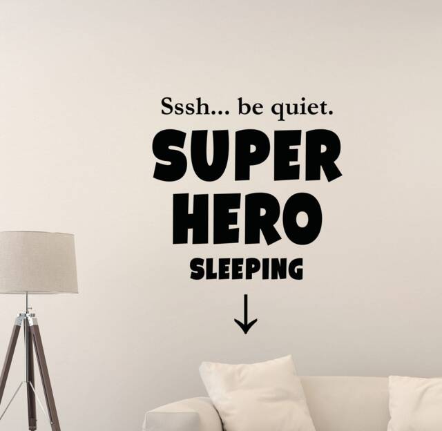 Super Hero Sleeping Wall Decal Boy Girl Nursery Quote Newborn Baby Room Poster Mural Vinyl Sticker Superhero Decor Art Print G280 - image 1