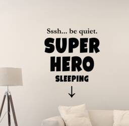 Super Hero Sleeping Wall Decal Boy Girl Nursery Quote Newborn Baby Room Poster Mural Vinyl Sticker Superhero Decor Art Print G280 - thumbnail 1