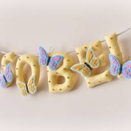 Felt Name Banner Butterfly Nursery Decor, Personalized Baby - thumbnail 3