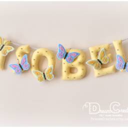 Felt Name Banner Butterfly Nursery Decor, Personalized Baby - thumbnail 2
