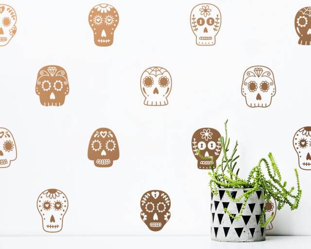Sugar Skull Decals - Halloween Decor, Wall Decals, Skull, Vinyl Nursery Stickers - image 1