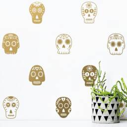 Sugar Skull Decals - Halloween Decor, Wall Decals, Skull, Vinyl Nursery Stickers - thumbnail 3