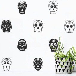 Sugar Skull Decals - Halloween Decor, Wall Decals, Skull, Vinyl Nursery Stickers - thumbnail 2