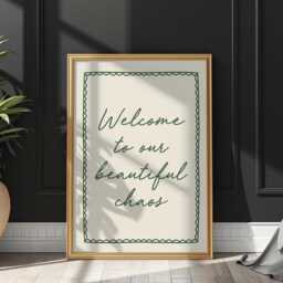Welcome To Our Beautiful Chaos Art Print, Green Hallway Wall Decor - thumbnail 1