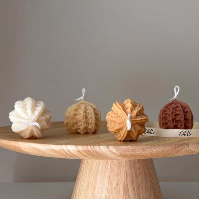 Walnut Shaped Candle - Handmade Soy Pillar Candle, Home Decor - image 1