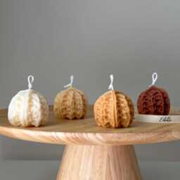 Walnut Shaped Candle - Handmade Soy Pillar Candle, Home Decor - thumbnail 3