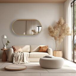 Pill Shaped Mirror - Vertical Oval Minimalist Wall Capsule Elegant Available in Six Frame Colors - thumbnail 3