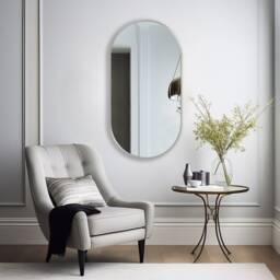 Pill Shaped Mirror - Vertical Oval Minimalist Wall Capsule Elegant Available in Six Frame Colors - thumbnail 2