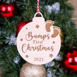 Personalised Pregnancy Baby Bump Bauble - Custom Xmas Tree Decoration, Ornament For Expecting Couples Last Christmas Before Baby's Arrival - thumbnail 1