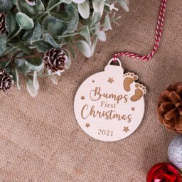 Personalised Pregnancy Baby Bump Bauble - Custom Xmas Tree Decoration, Ornament For Expecting Couples Last Christmas Before Baby's Arrival - thumbnail 3