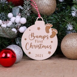 Personalised Pregnancy Baby Bump Bauble - Custom Xmas Tree Decoration, Ornament For Expecting Couples Last Christmas Before Baby's Arrival - thumbnail 2