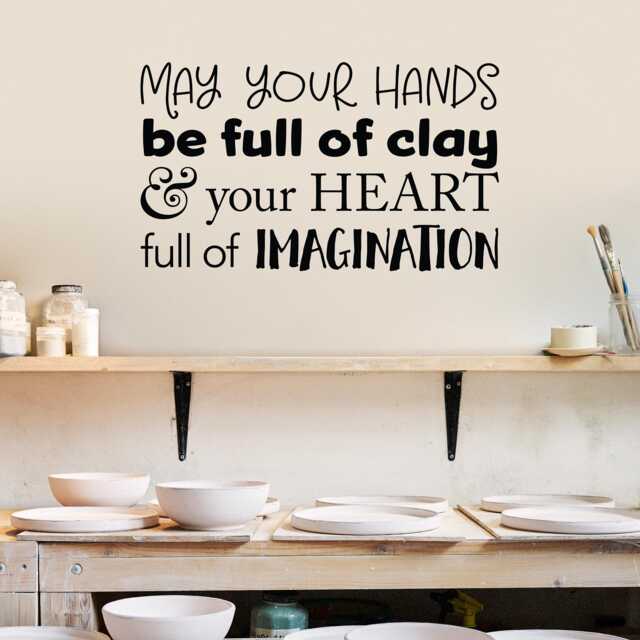 Ceramic Artist Quote Wall Decal Clay & Imagination Studio Decor - image 1