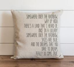 Somewhere Over The Rainbow 20 X Pillow Cover // Lyrics Throw Cushion Accent - thumbnail 1