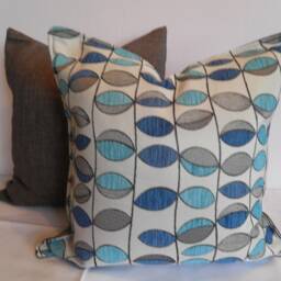 Summertime Cureaco, Leaves, Blue, White, Floral, Cushion Cover - thumbnail 3