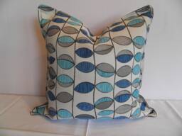 Summertime Cureaco, Leaves, Blue, White, Floral, Cushion Cover - thumbnail 1
