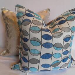 Summertime Cureaco, Leaves, Blue, White, Floral, Cushion Cover - thumbnail 4