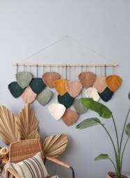 Large Boho Macrame Leaf Wall Hanging, Multicolor Bohemian Decor - 60x30 Inches - thumbnail 1
