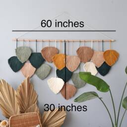Large Boho Macrame Leaf Wall Hanging, Multicolor Bohemian Decor - 60x30 Inches - thumbnail 3
