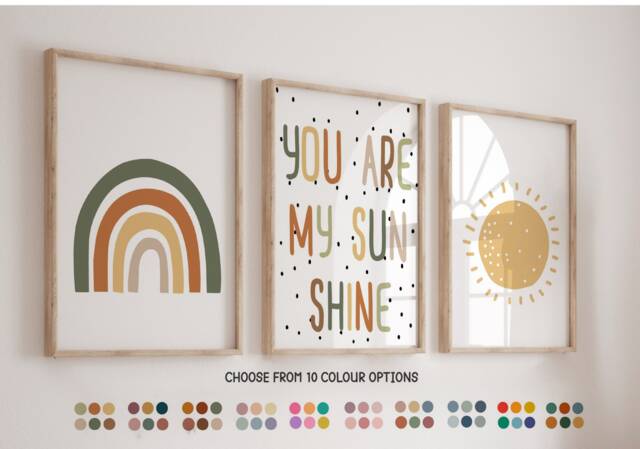Nursery Prints, You Are My Sunshine, Nursery Decor, Playroom Wall Decor, Kids Prints, Rainbow Prints, Girls Room Prints, Boys Prints - image 1