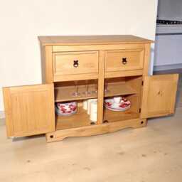 Rustic Solid Pine Sideboard 2 Door Drawer Wooden Storage Cabinet - thumbnail 3