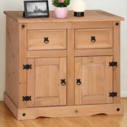 Rustic Solid Pine Sideboard 2 Door Drawer Wooden Storage Cabinet
