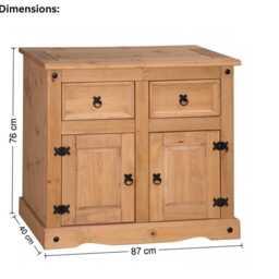 Rustic Solid Pine Sideboard 2 Door Drawer Wooden Storage Cabinet - thumbnail 4