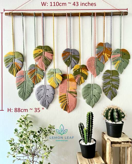 Boho Monstera Macrame Wall Hanging Large Tropical Decor - image 1