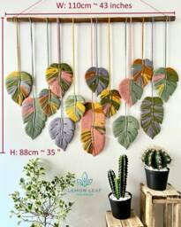 Boho Monstera Macrame Wall Hanging Large Tropical Decor - thumbnail 1