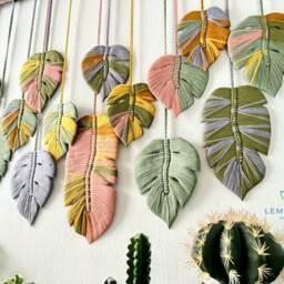 Boho Monstera Macrame Wall Hanging Large Tropical Decor - thumbnail 4