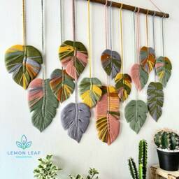 Boho Monstera Macrame Wall Hanging Large Tropical Decor - thumbnail 2