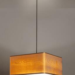 Square Pendant Light Made Of Maple Wood Veneer, Modern Linear Fixture, Handmade Cottage Lighting, & Minimal Design - thumbnail 3