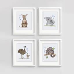 Set Of 4 Australian Themed Nursery Prints - Decor Animals Koala Wall Art Kangaroo - thumbnail 3