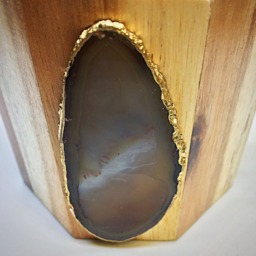 Handmade Acacia Wood & Agate Pencil Cup, Executive Desk Organizer - thumbnail 3