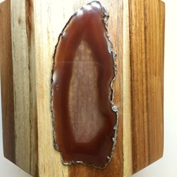 Handmade Acacia Wood & Agate Pencil Cup, Executive Desk Organizer - thumbnail 2