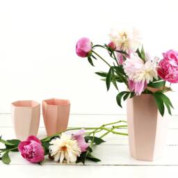 Geometric Minimalist Pink Porcelain Vase.handmade Contemporary Ceramic Vase. Pink&gold. Wedding Delicate Clay Vase Design By Conceptstudio - thumbnail 3