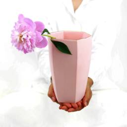 Geometric Minimalist Pink Porcelain Vase.handmade Contemporary Ceramic Vase. Pink&gold. Wedding Delicate Clay Vase Design By Conceptstudio - thumbnail 2